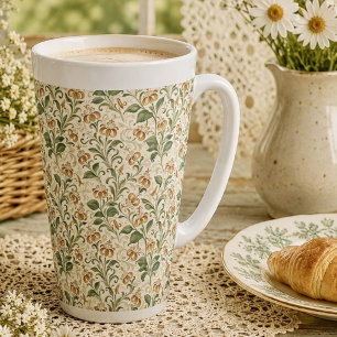 Tasse Latte Motif floral élégant de lys orange vintage