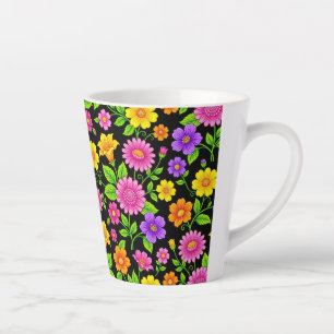 Tasse Latte Motif floral exotique coloré-35681