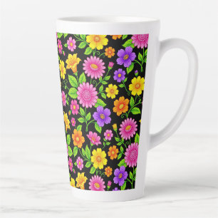 Tasse Latte Motif floral exotique coloré-35681