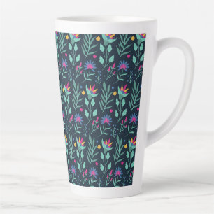 Tasse Latte Motif floral exotique peint à la main-23206