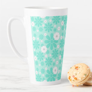 Tasse Latte Motif Floral Pastel MINT