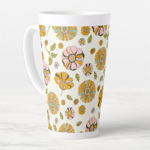 Tasse Latte Motif floral rétro des années 70