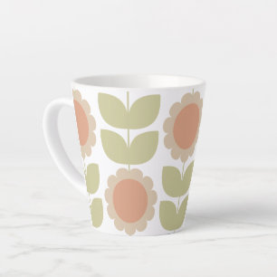Tasse Latte Motif floral rétro rose pastel du milieu du siècle