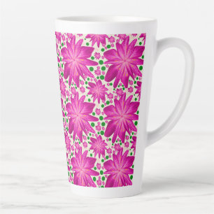Tasse Latte Motif floral rose vif sans couture