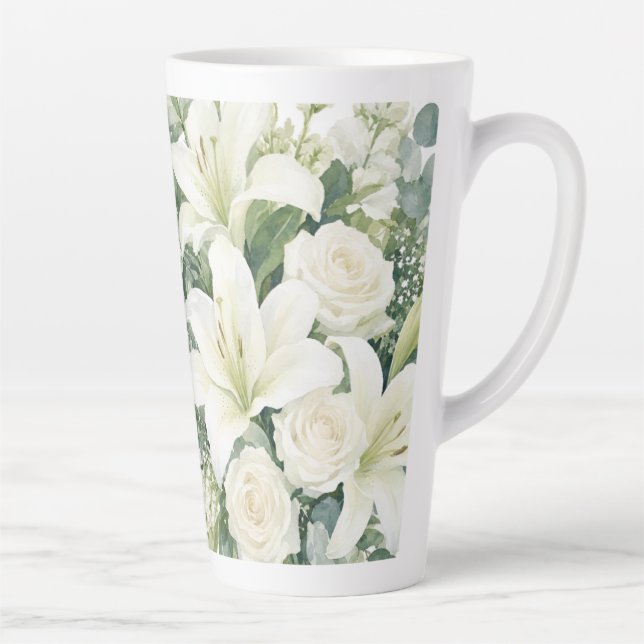 Tasse Latte motif floral roses (Droite)