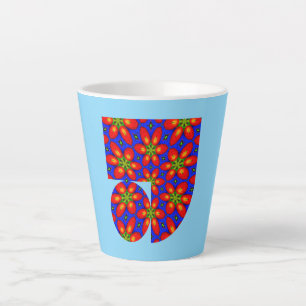 Tasse Latte Motif Floral Rouge mou