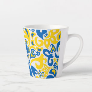 Tasse Latte Motif folklorique aux couleurs du drapeau ukrainie