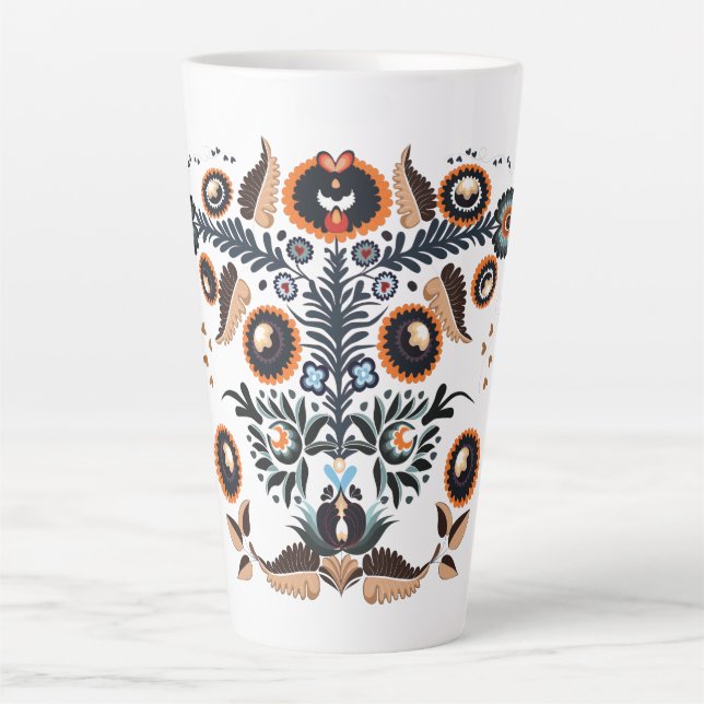 Tasse Latte Motif folklorique boho (Devant)