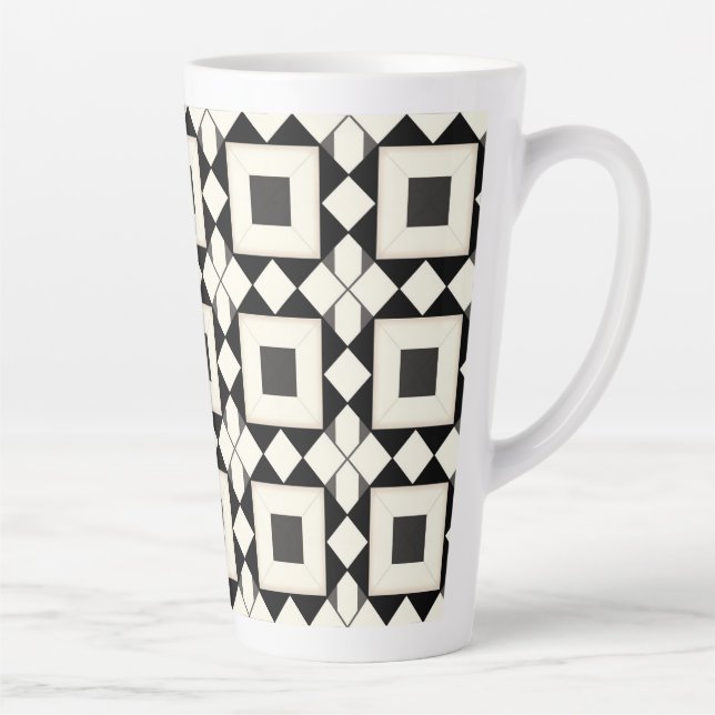 Tasse Latte Motif géométrique abstrait avec des tons rétro (Droite)