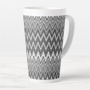 Tasse Latte Motif géométrique zigzag noir et blanc