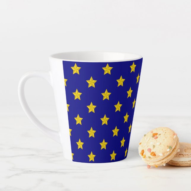 Tasse Latte Motif Gold Stars, Bleu Marine, Exclusive (En situation)