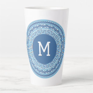 Tasse Latte Motif grec Monogramme personnalisé