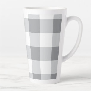 Tasse Latte Motif gris et blanc En vichy