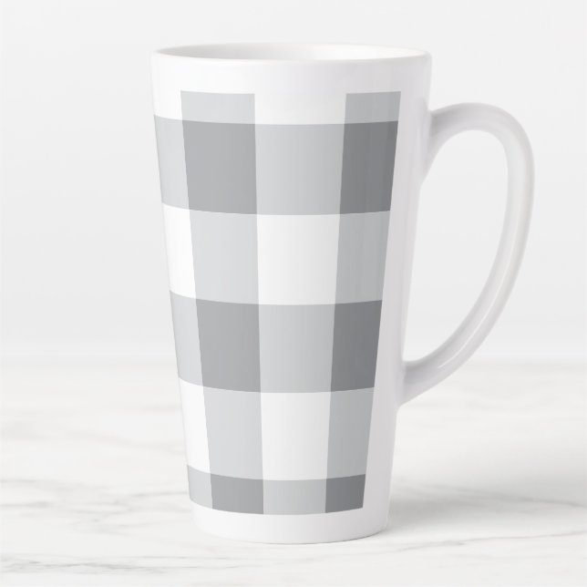 Tasse Latte Motif gris et blanc En vichy (Droite)