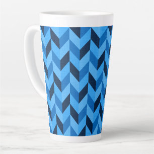 Tasse Latte Motif Herringbone en bleu