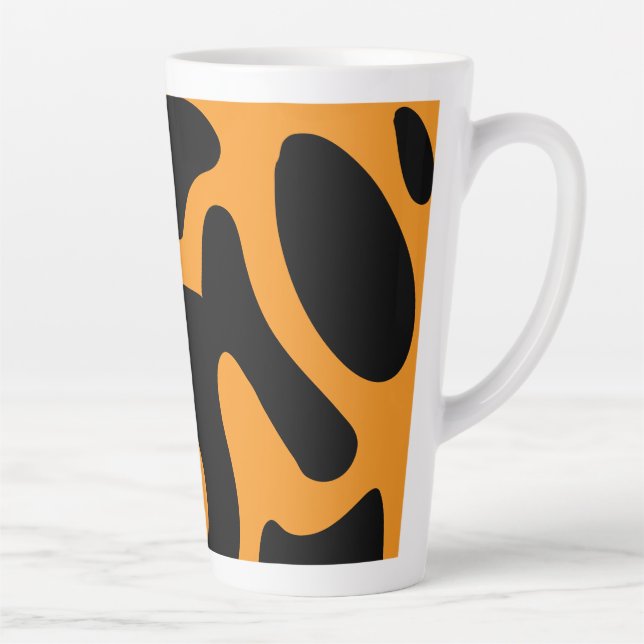 Tasse Latte Motif libre moderne noir et orange (Droite)