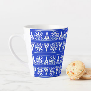 Tasse Latte Motif méditerranéen grec Arabesque bleu