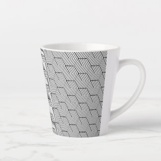 Tasse Latte Motif noir ligne cube géométrie simple