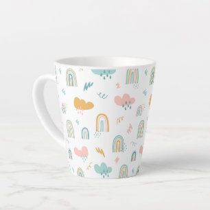 Tasse Latte Motif nuage Rainbow et pluie amusant