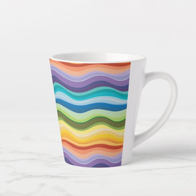 Tasse Latte Motif Ondulations Multicolores 2 (Droite)
