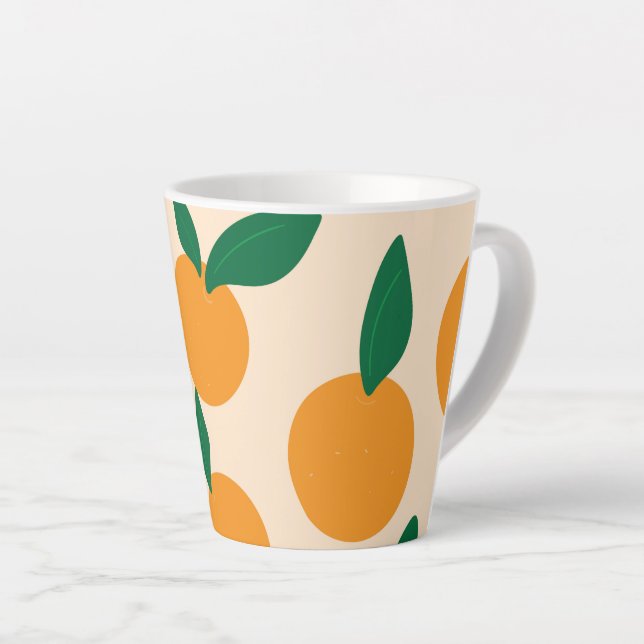Tasse Latte Motif Oranges De Fruits Citriques De Style Moderne (Angle droit)