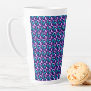 Tasse Latte Motif papillon violet et sarcelle Floral sans co