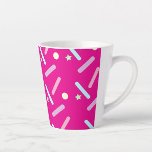 Tasse Latte Motif pastel de paillettes colorées rose vif