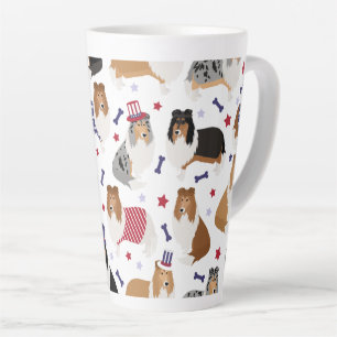 Tasse Latte Motif Patriotique Rough Collie