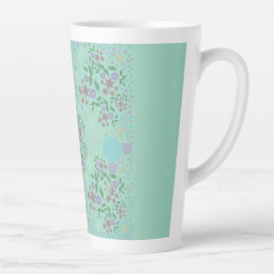 Tasse Latte Motif personnalisé de fleurs et de vignes confetti