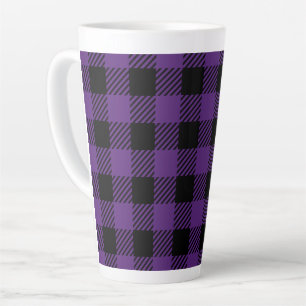 Tasse Latte Motif Plaid de Buffalo violet et noir