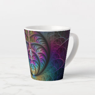 Tasse Latte Motif psychédélique coloré abstrait d'art fractal
