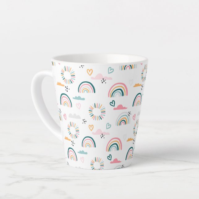 Tasse Latte Motif Rainbows & Hearts (Angle gauche)