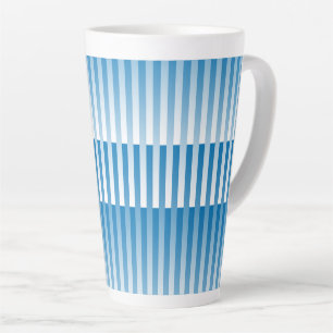 Tasse Latte Motif Rayures Bleu Blanc