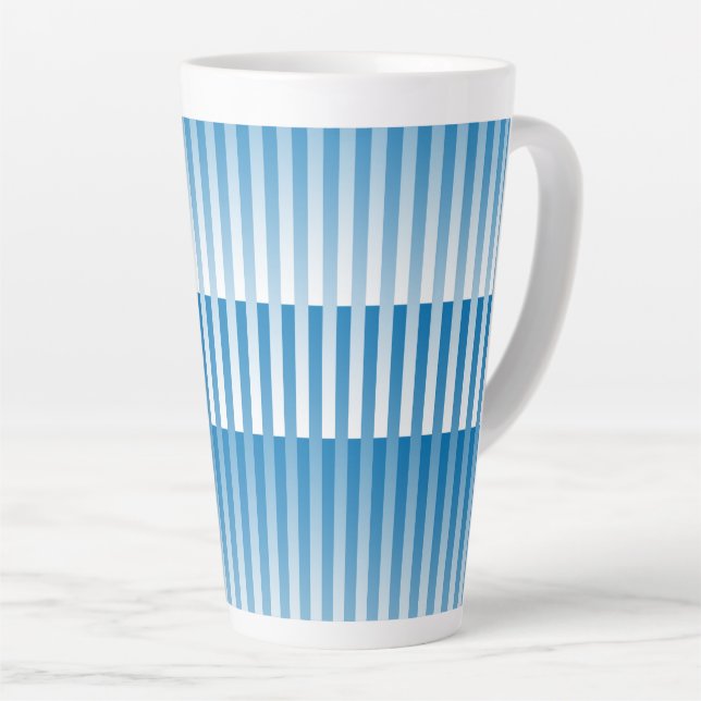 Tasse Latte Motif Rayures Bleu Blanc (Angle droit)