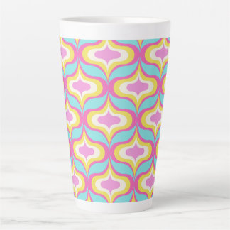 Tasse Latte Motif Rétro Bleu Rose Blanc