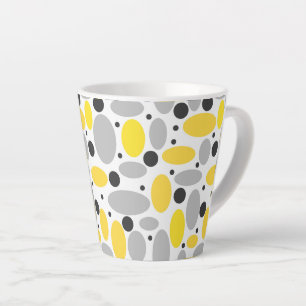 Tasse Latte motif rétro de haricot gris jaune pour décoration