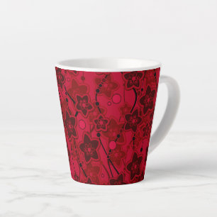 Tasse Latte motif rétro floral rustique marron rouge de mode