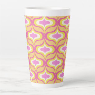 Tasse Latte Motif Rétro Orange Rose Blanc