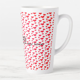 Tasse Latte Motif romantique rouge en forme de coeur