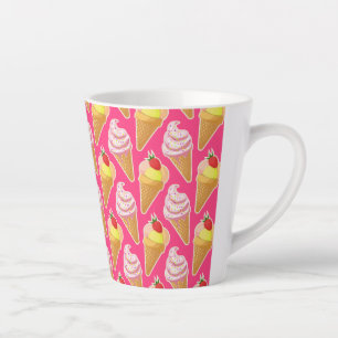 Tasse Latte Motif rose Kawaii avec crème glacée aux fraises
