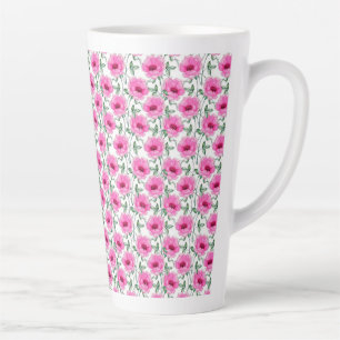 Tasse Latte Motif Roses Rouges Florales-55501