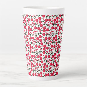 Tasse Latte Motif sans couture à la cerise, Motif de fruits ro