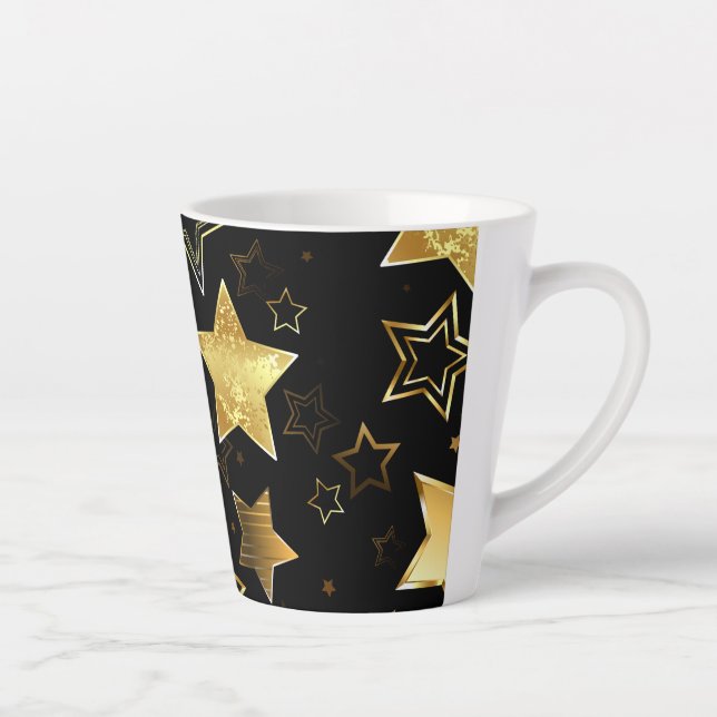 Tasse Latte Motif sans couture avec étoiles d'or (Droite)