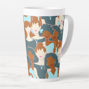 Tasse Latte Motif sans couture avec filles noires et blanches