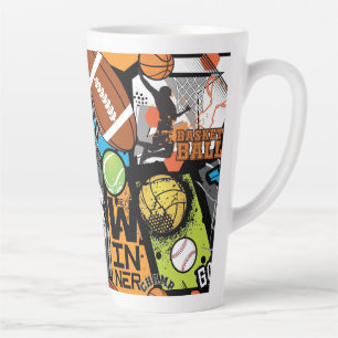 Tasse Latte Motif Sportif Avec Ballons