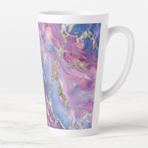 Tasse Latte Motif tourbillonnant à effet marbré rose et bleu