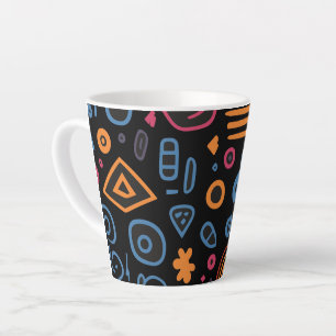 Tasse Latte Motif tribal abstrait néon géométrique noir