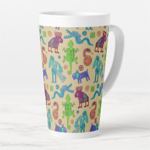 Tasse Latte Motif tribal primitif de la culture mexicaine afri