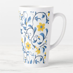 Tasse Latte Motifs d'art populaire floral ukrainien.