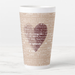 Tasse Latte Mots Inspirationnels Aquarelle Coeur